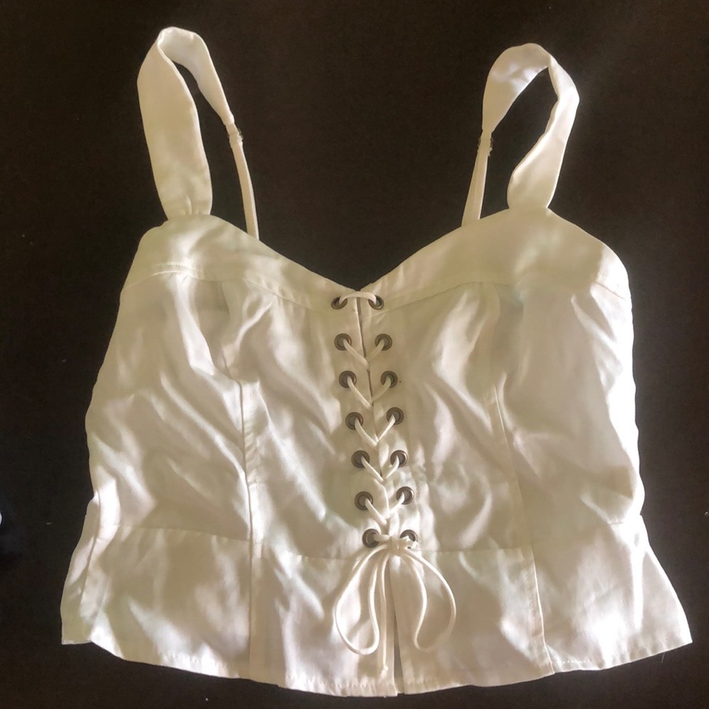 Cropped Lace Up Tank